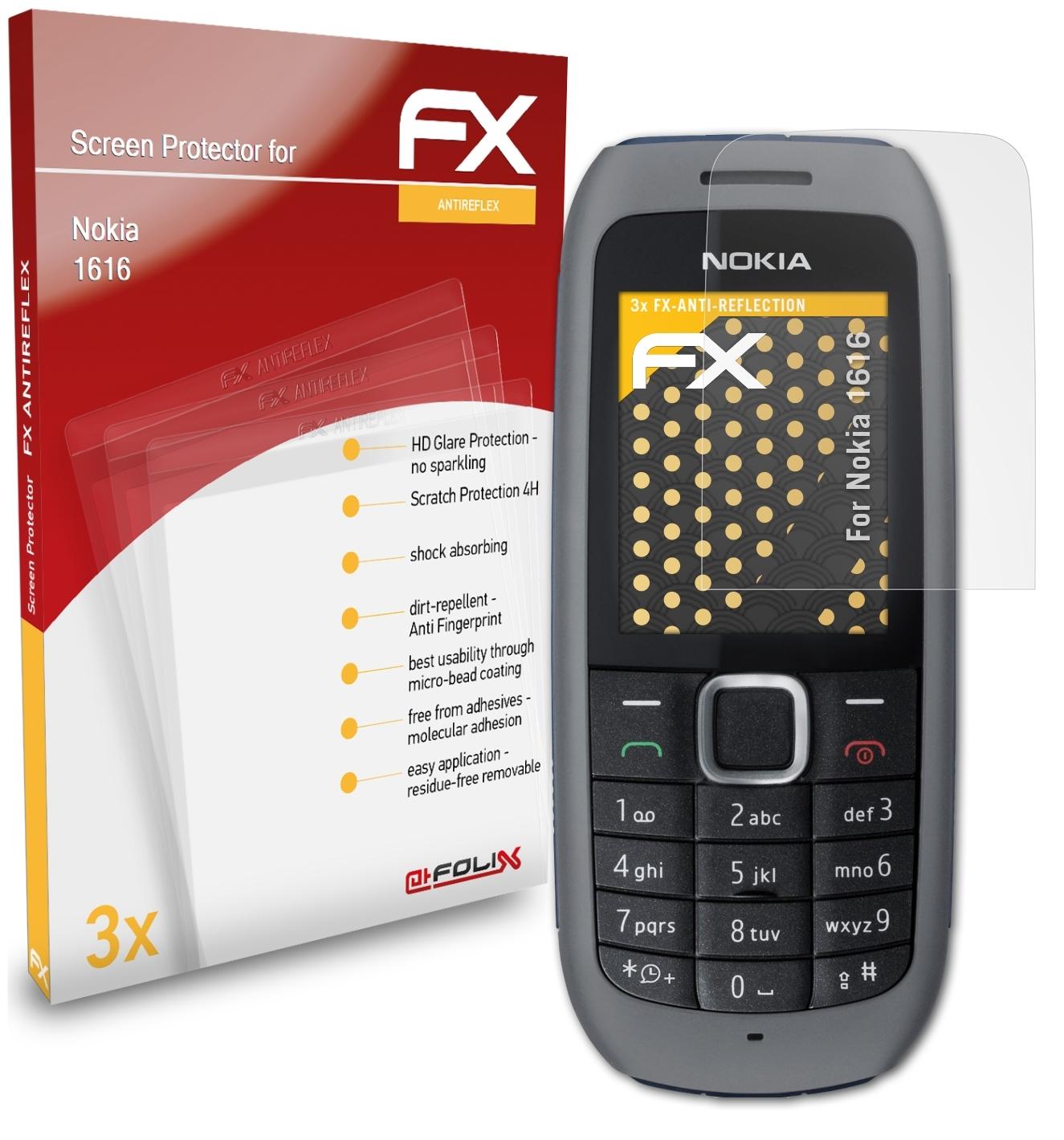 ATFOLIX Nokia 1616) FX-Antireflex 3x Displayschutz(für