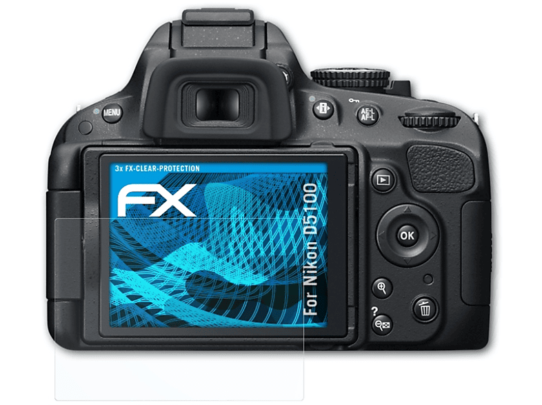 FX-Clear D5100) 3x Nikon ATFOLIX Displayschutz(für