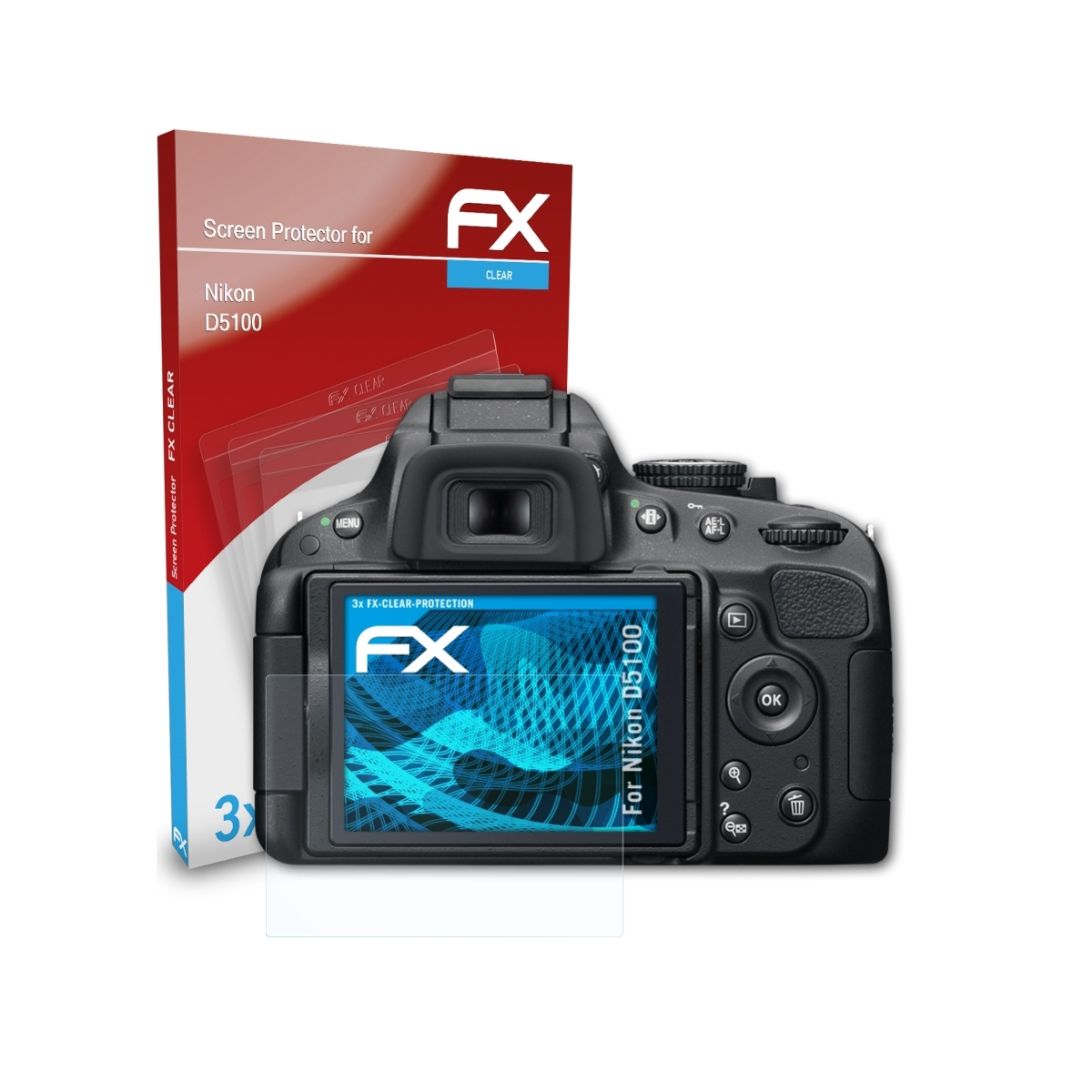 D5100) Nikon Displayschutz(für FX-Clear 3x ATFOLIX