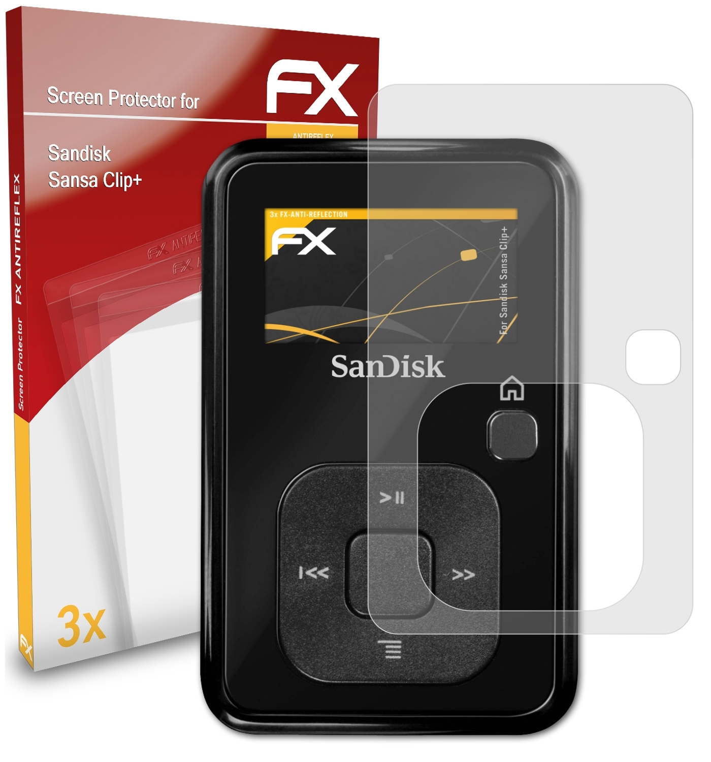Clip+) 3x Sandisk Sansa Displayschutz(für ATFOLIX FX-Antireflex