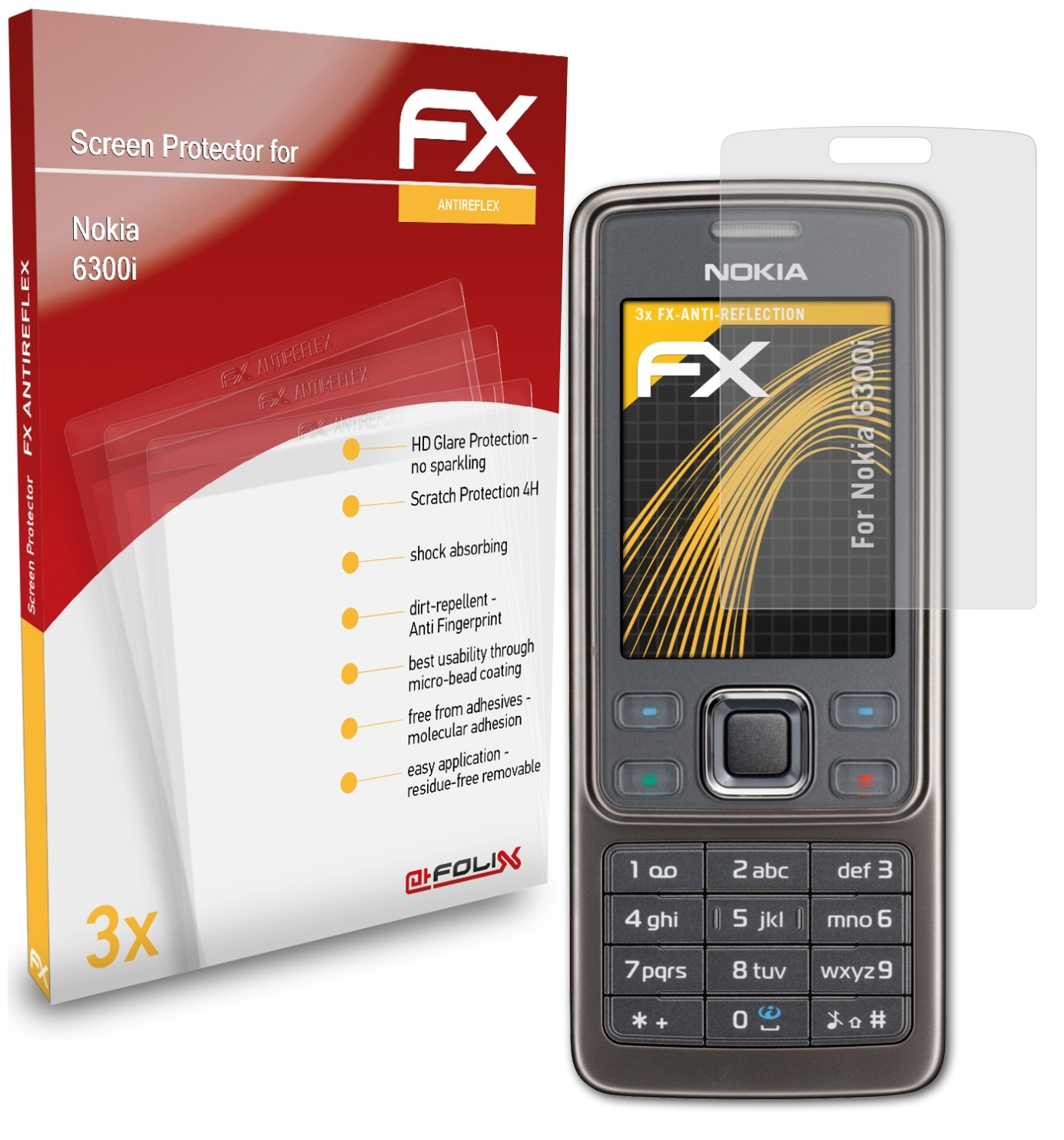 ATFOLIX 3x FX-Antireflex Displayschutz(für Nokia 6300i)