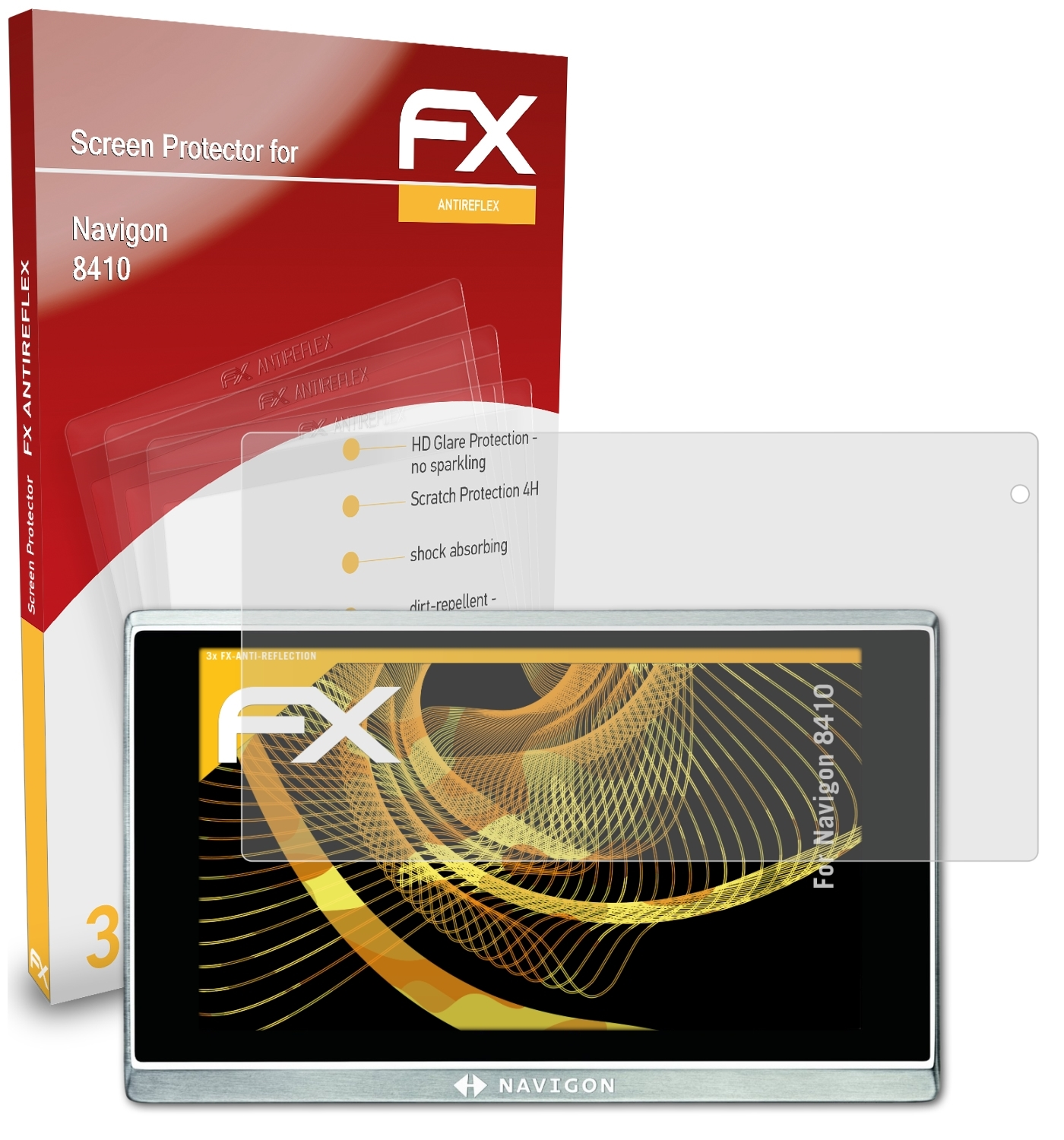 3x ATFOLIX Navigon Displayschutz(für 8410) FX-Antireflex