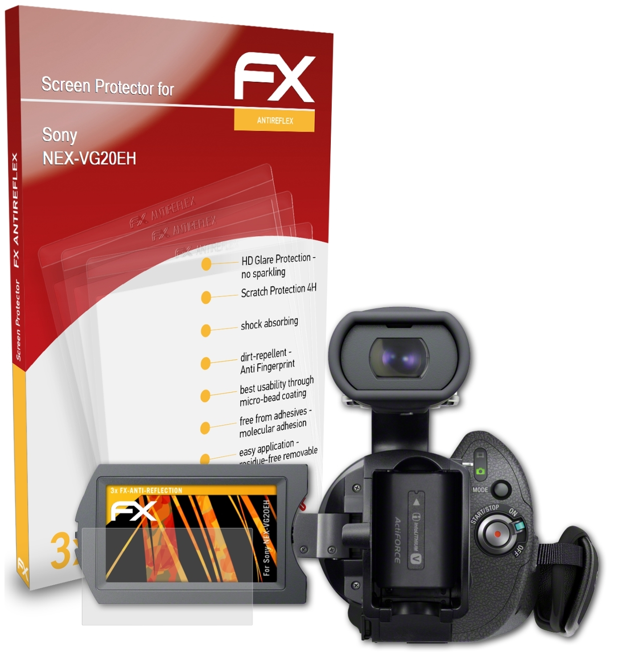 FX-Antireflex ATFOLIX NEX-VG20EH) 3x Displayschutz(für Sony