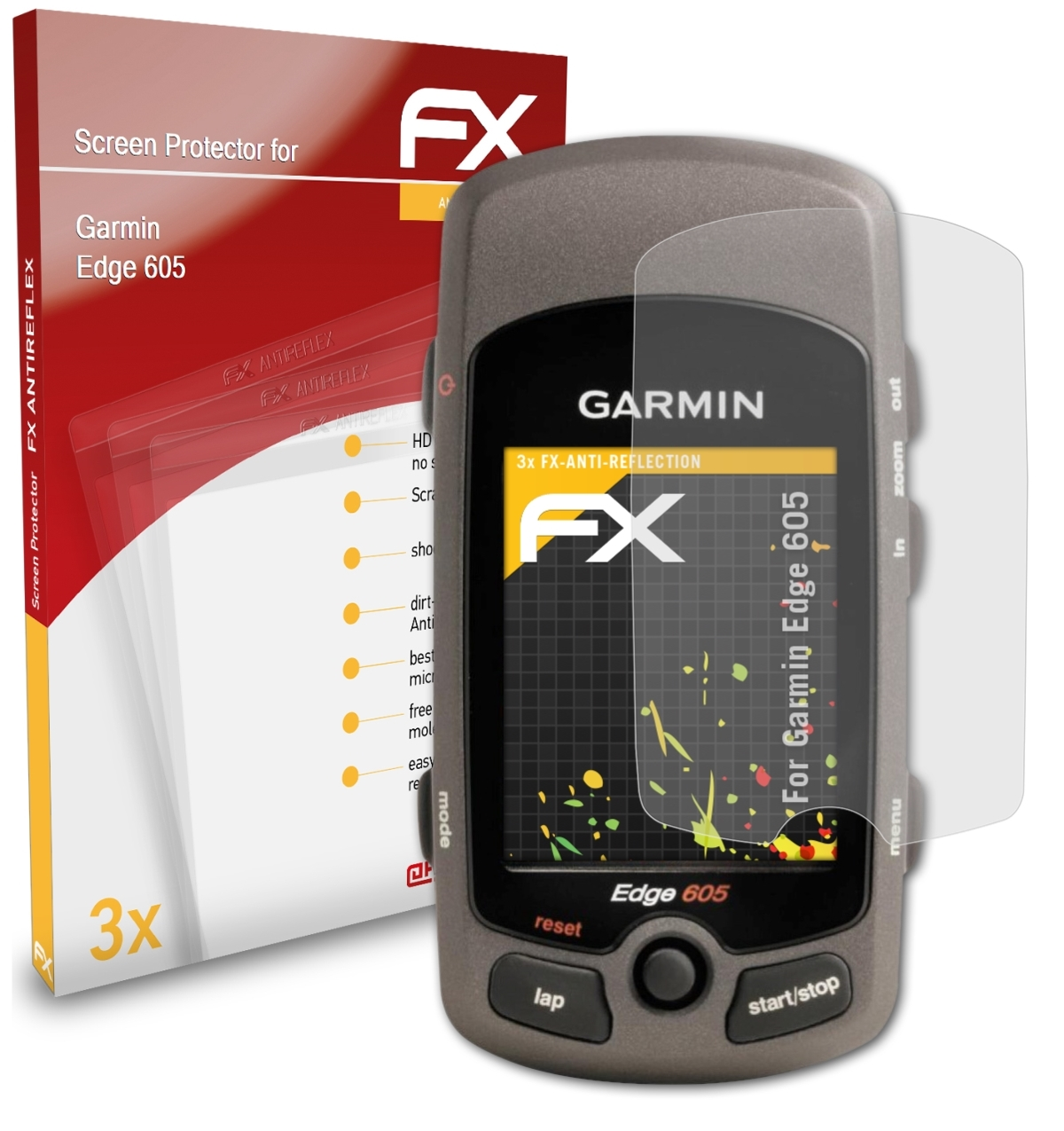 3x FX-Antireflex Edge Garmin Displayschutz(für 605) ATFOLIX