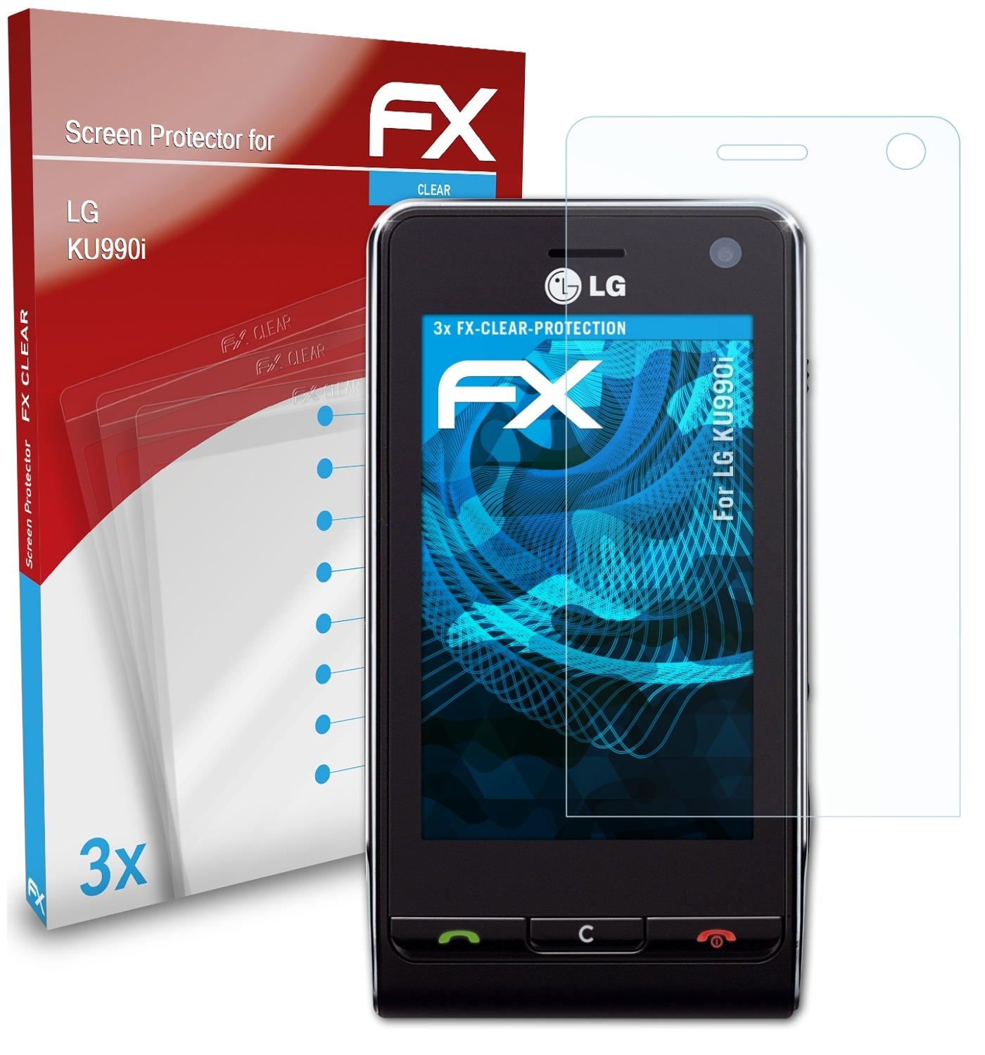ATFOLIX 3x FX-Clear Displayschutz(für KU990i) LG