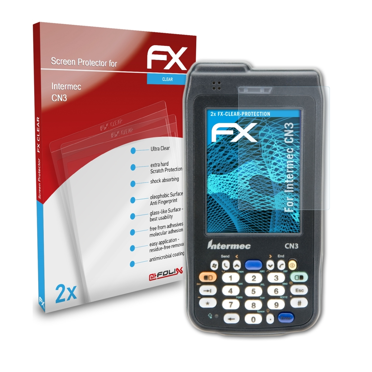 CN3) FX-Clear 2x Intermec ATFOLIX Displayschutz(für