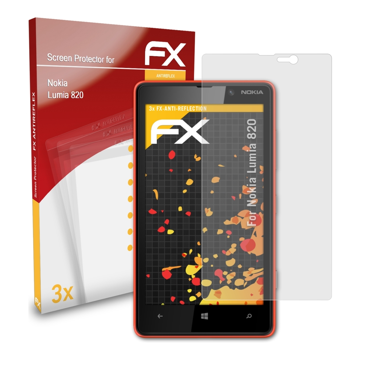 Lumia Nokia 3x Displayschutz(für FX-Antireflex ATFOLIX 820)