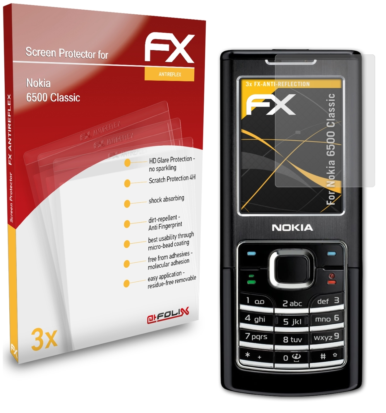 ATFOLIX 3x FX-Antireflex Displayschutz(für Classic) Nokia 6500