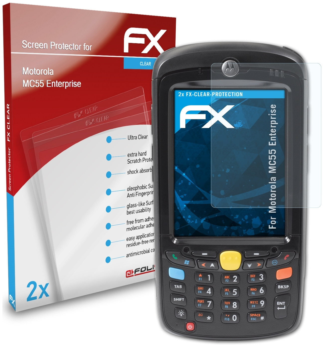 ATFOLIX MC55 FX-Clear Displayschutz(für Enterprise) 2x Motorola