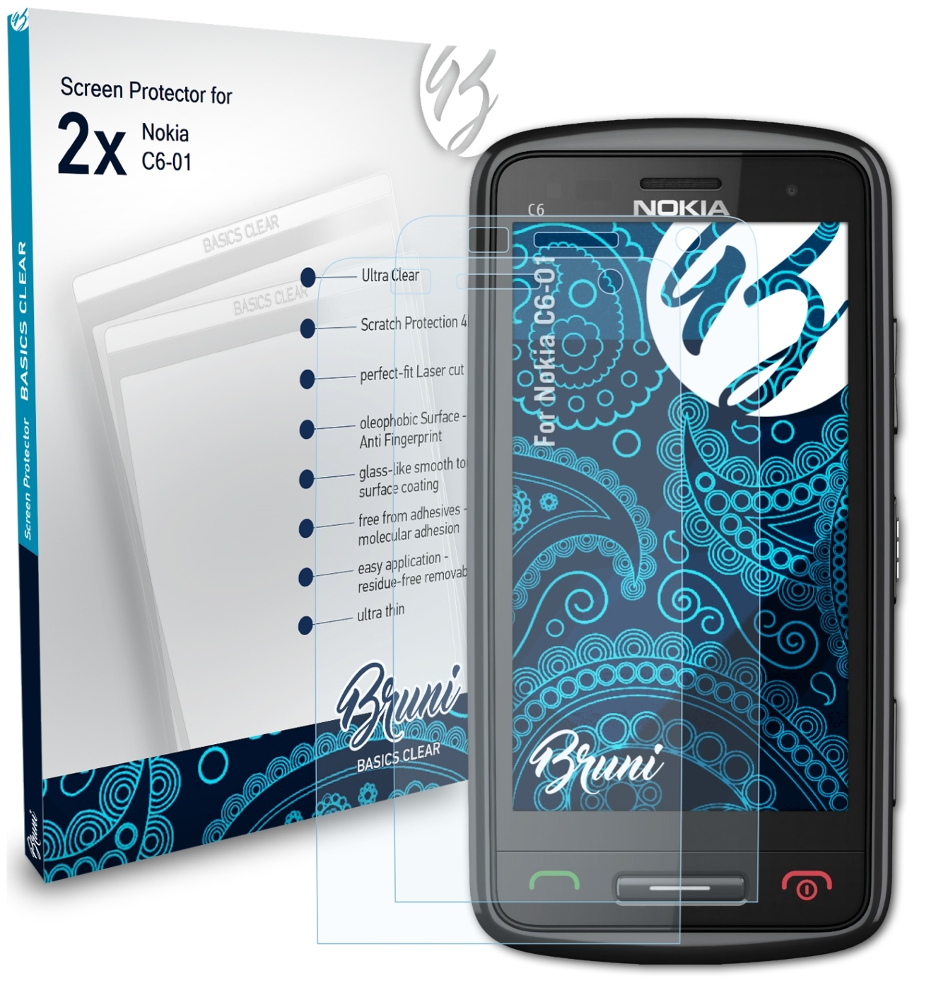 BRUNI Nokia Basics-Clear C6-01) Schutzfolie(für 2x
