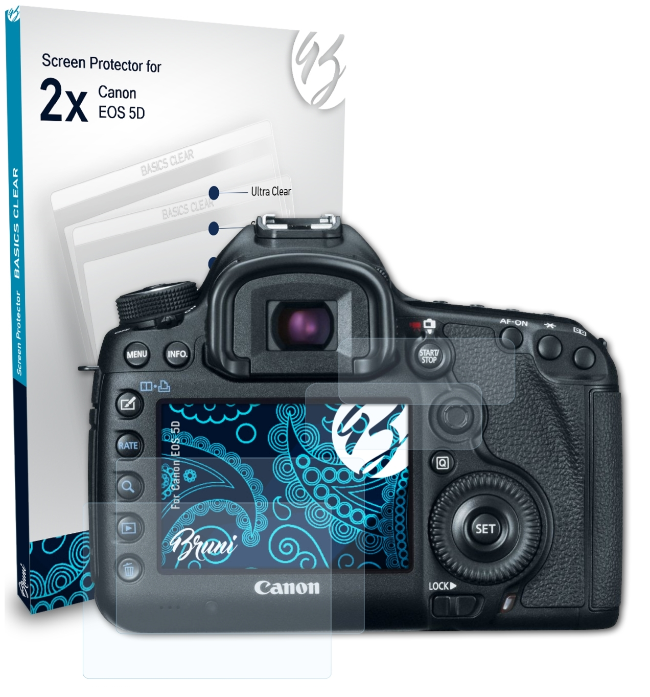 EOS BRUNI 2x Basics-Clear Schutzfolie(für Canon 5D)