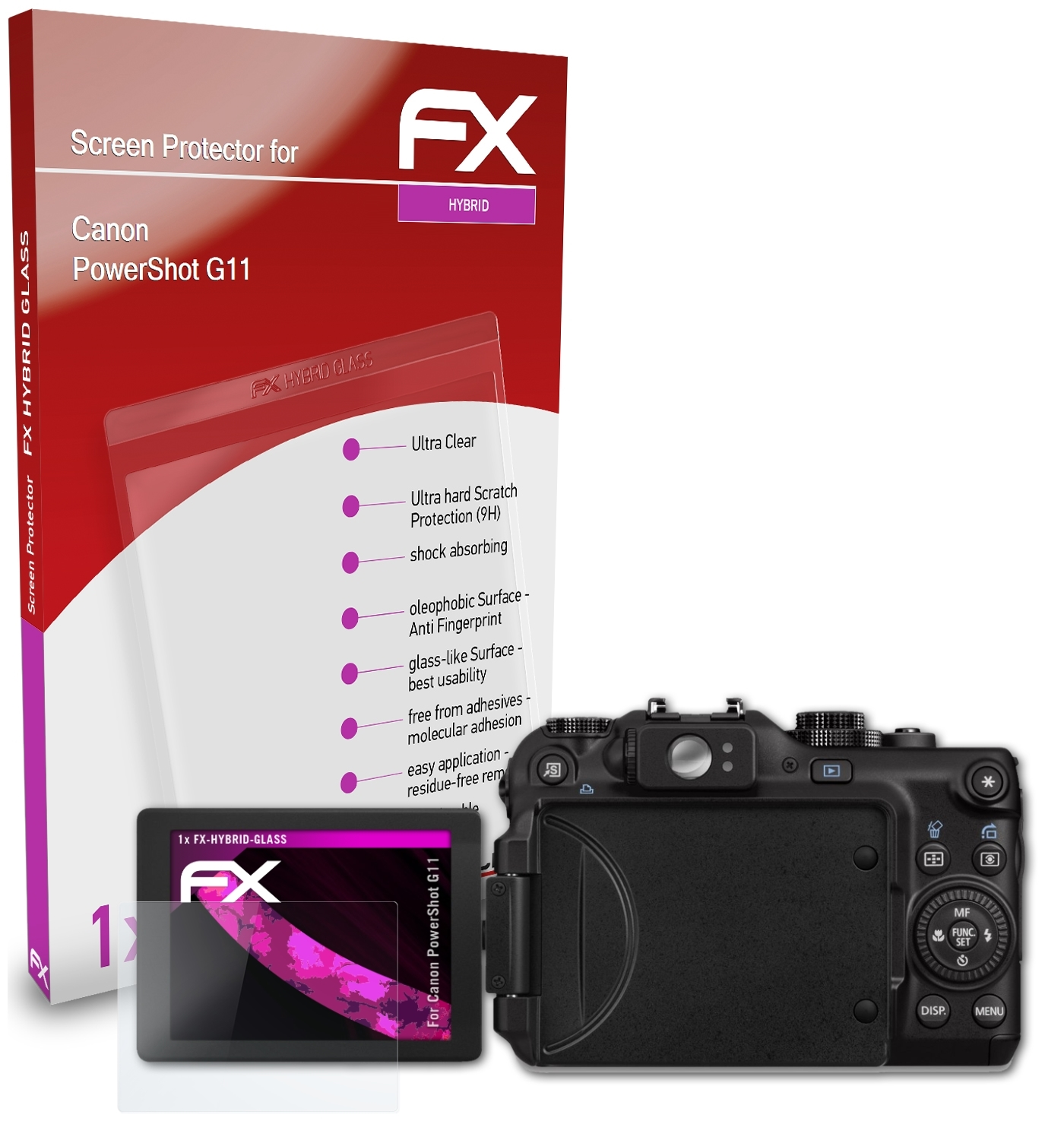 ATFOLIX FX-Hybrid-Glass Schutzglas(für G11) PowerShot Canon