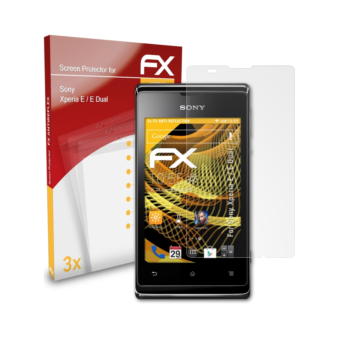 ATFOLIX 3x FX-Antireflex Sony Displayschutz(für E / Xperia E Dual)