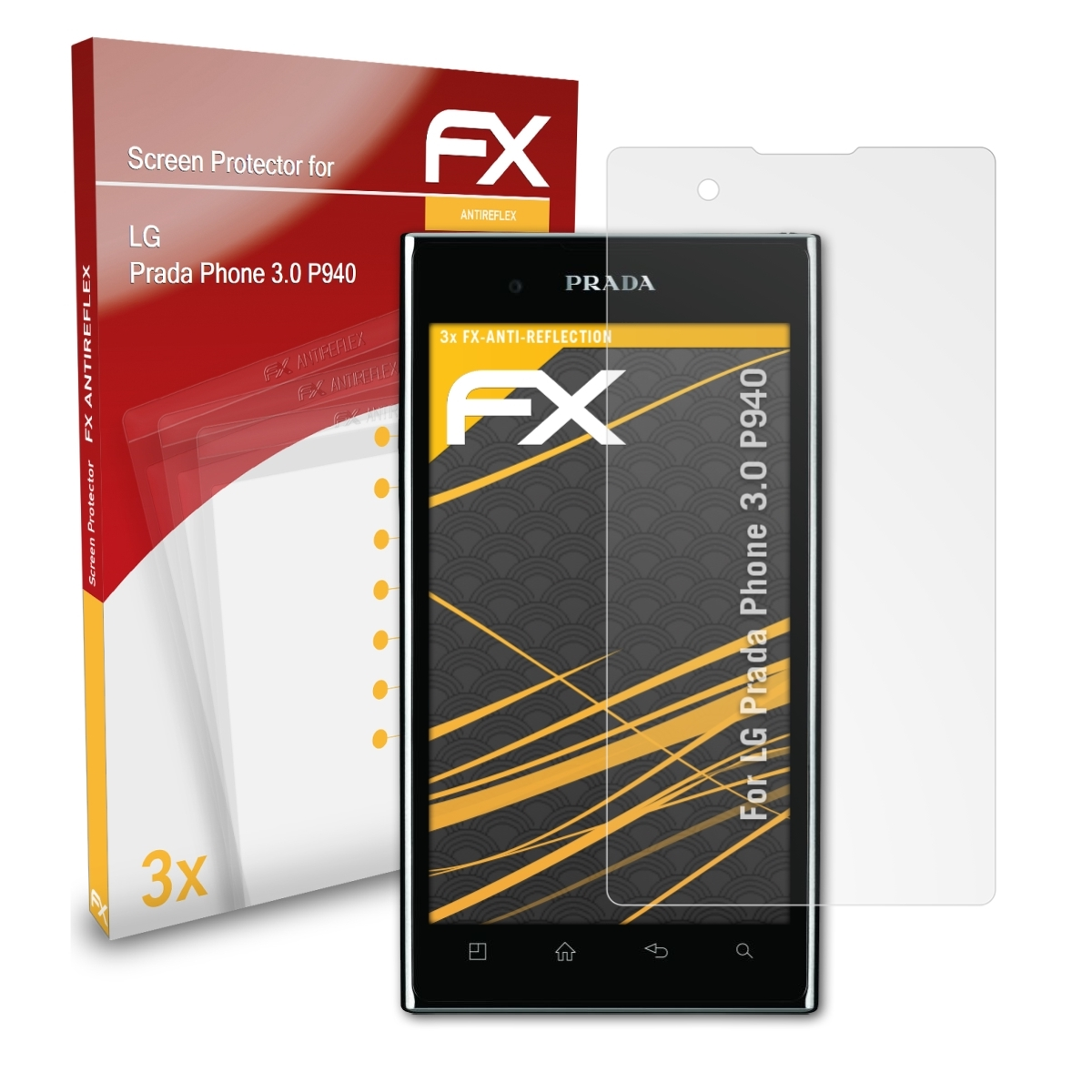 ATFOLIX 3x (P940)) FX-Antireflex Displayschutz(für 3.0 Prada LG Phone