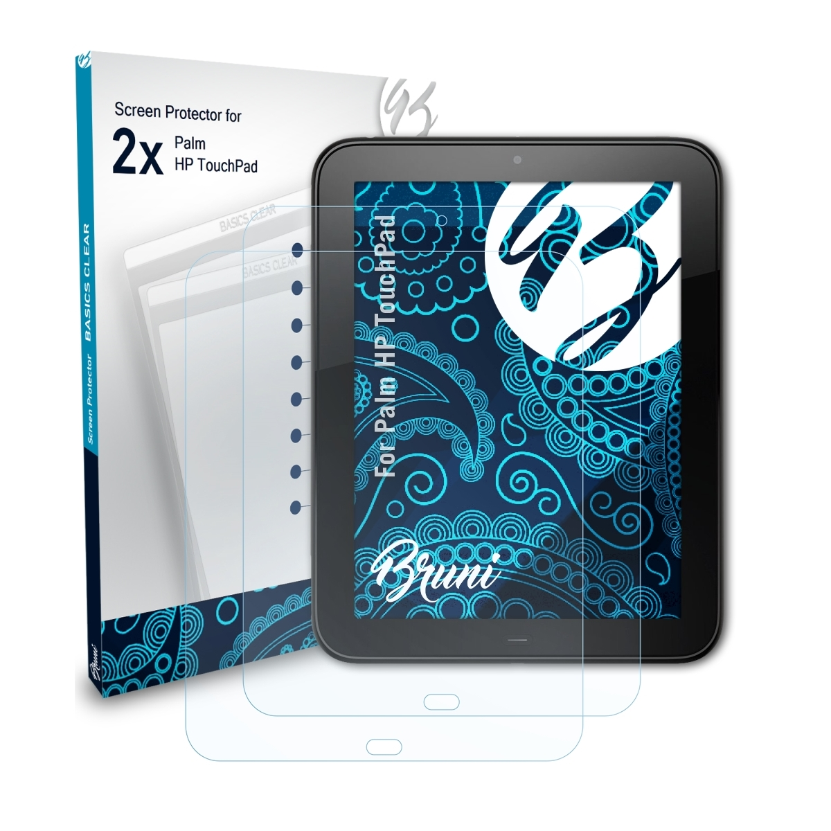 BRUNI TouchPad) 2x Palm Basics-Clear HP Schutzfolie(für