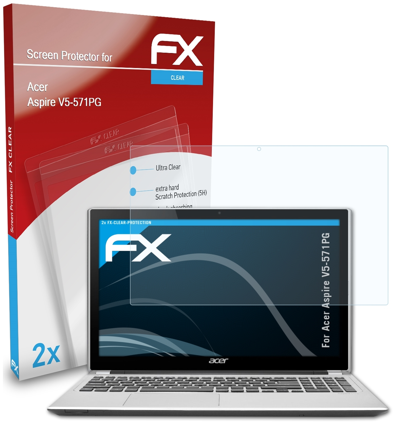 2x FX-Clear V5-571PG) Acer Displayschutz(für Aspire ATFOLIX