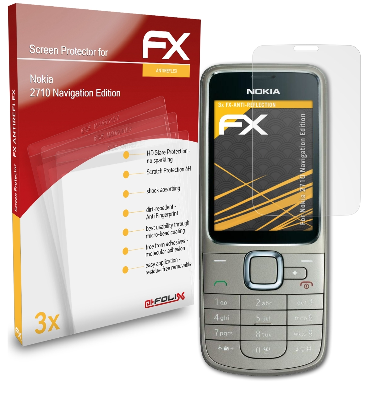 Nokia 3x 2710 Edition) ATFOLIX Displayschutz(für FX-Antireflex Navigation