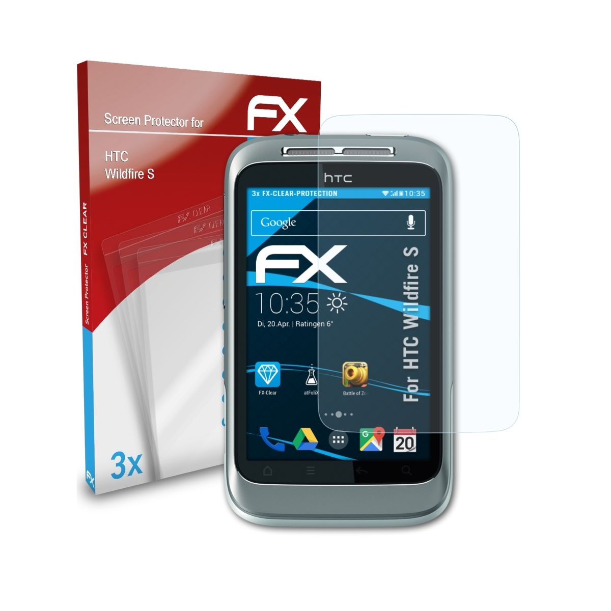 ATFOLIX 3x FX-Clear Wildfire S) HTC Displayschutz(für