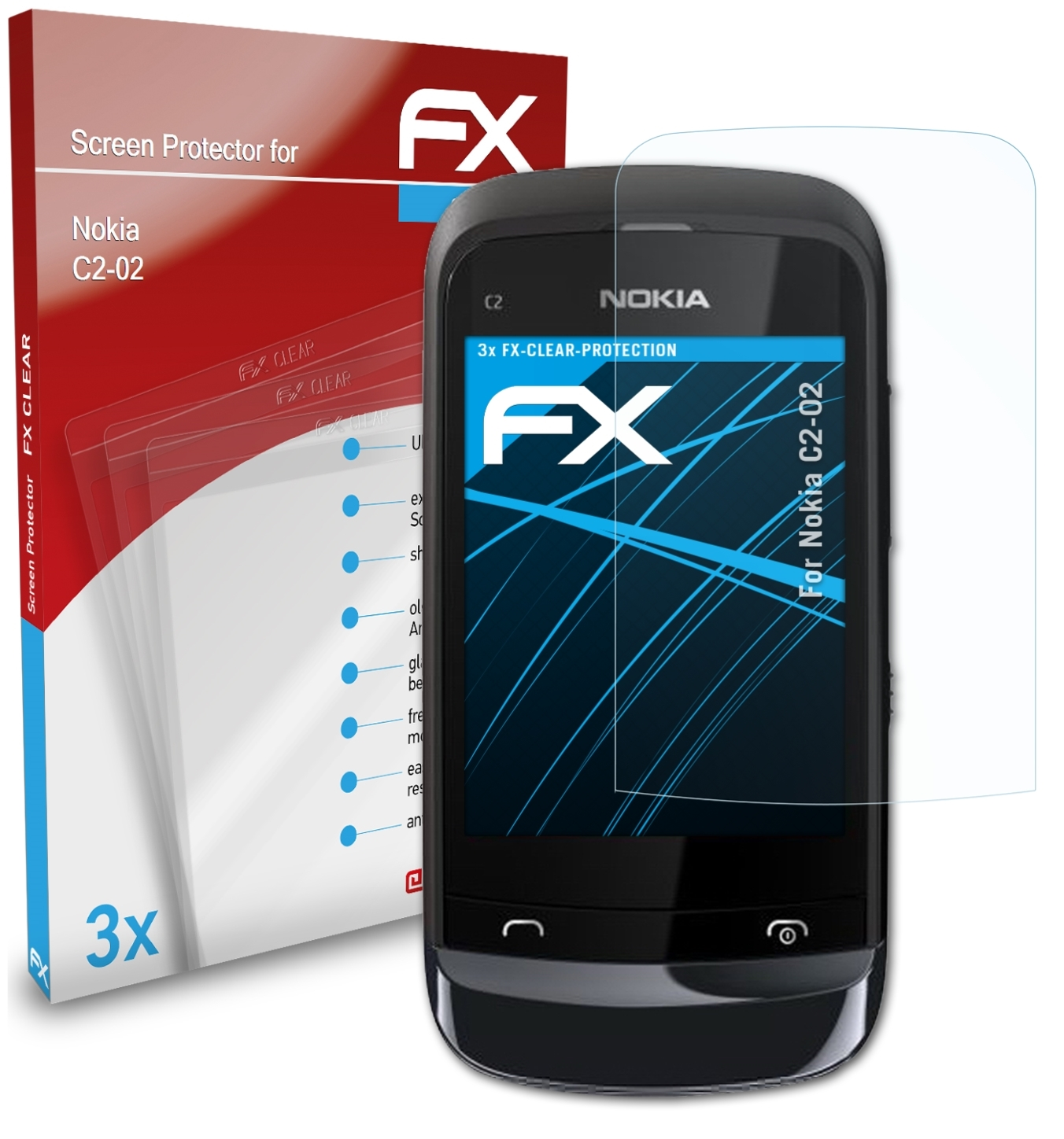 FX-Clear Nokia ATFOLIX Displayschutz(für C2-02) 3x