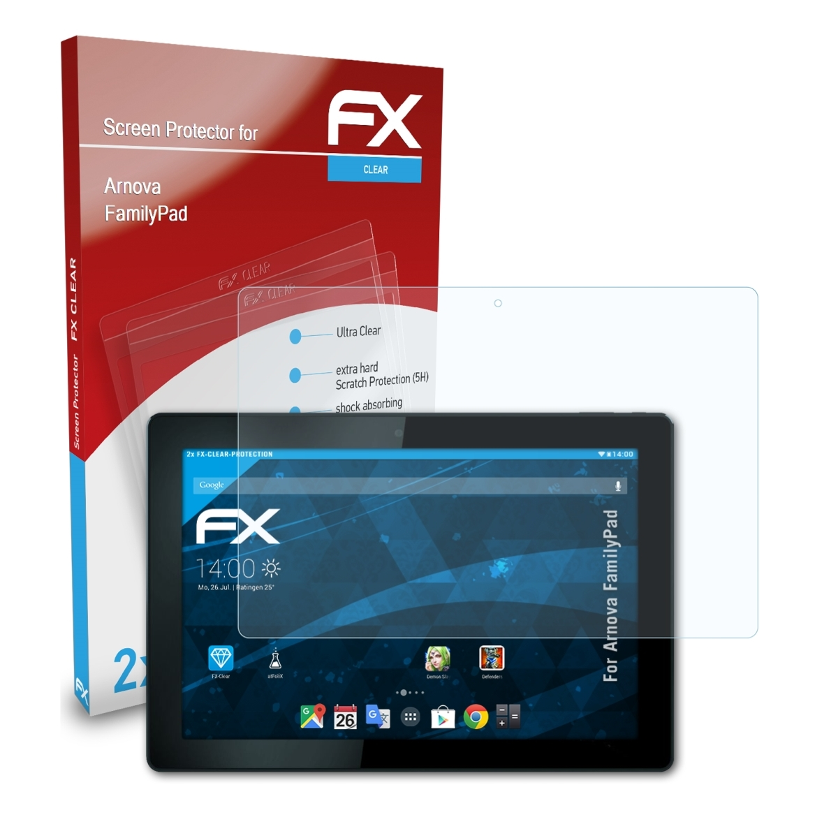 ATFOLIX Arnova Displayschutz(für FamilyPad) 2x FX-Clear