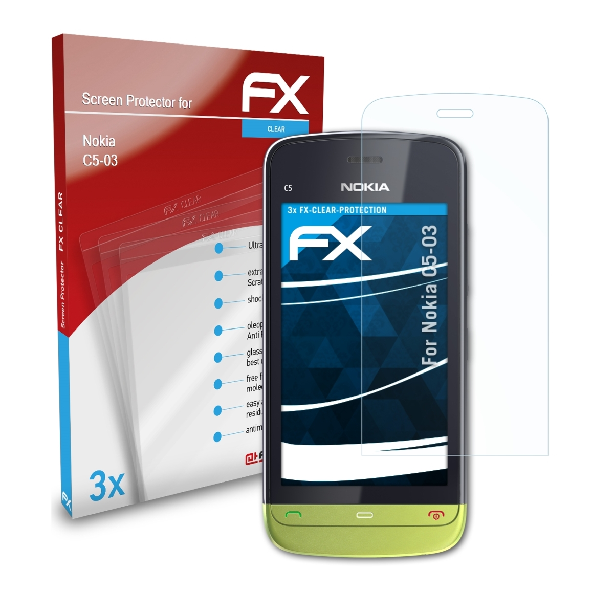 FX-Clear C5-03) ATFOLIX Nokia 3x Displayschutz(für