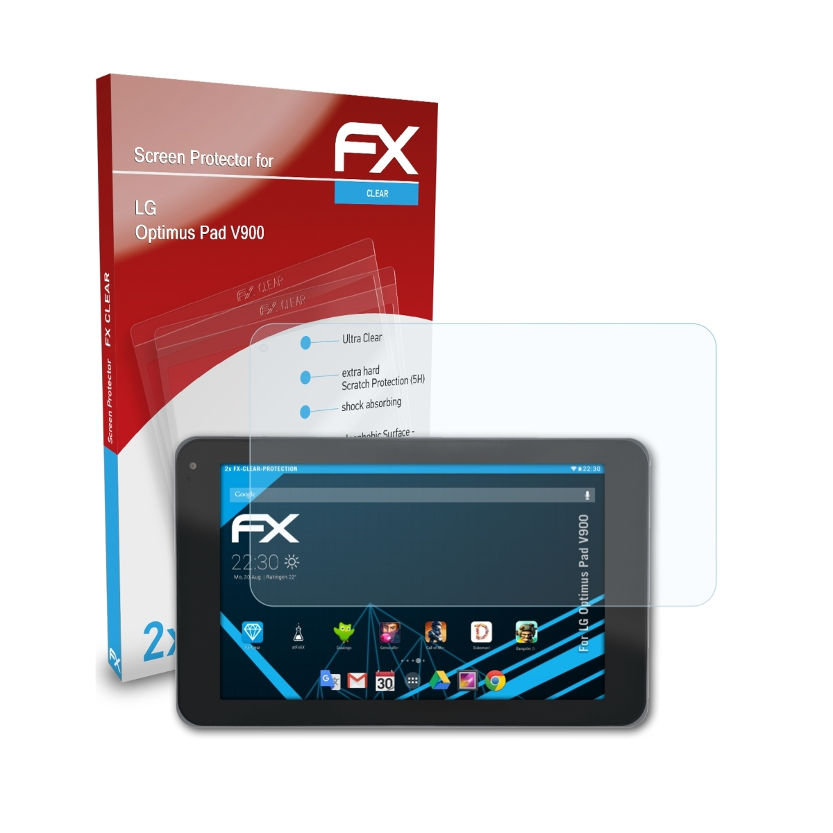 ATFOLIX 2x FX-Clear Displayschutz(für (V900)) Pad Optimus LG