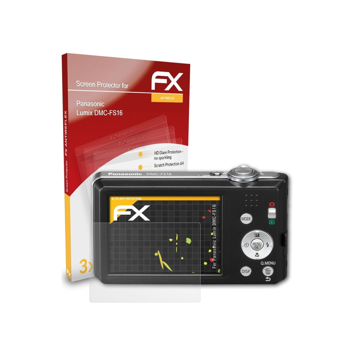 ATFOLIX 3x FX-Antireflex Panasonic Displayschutz(für Lumix DMC-FS16)