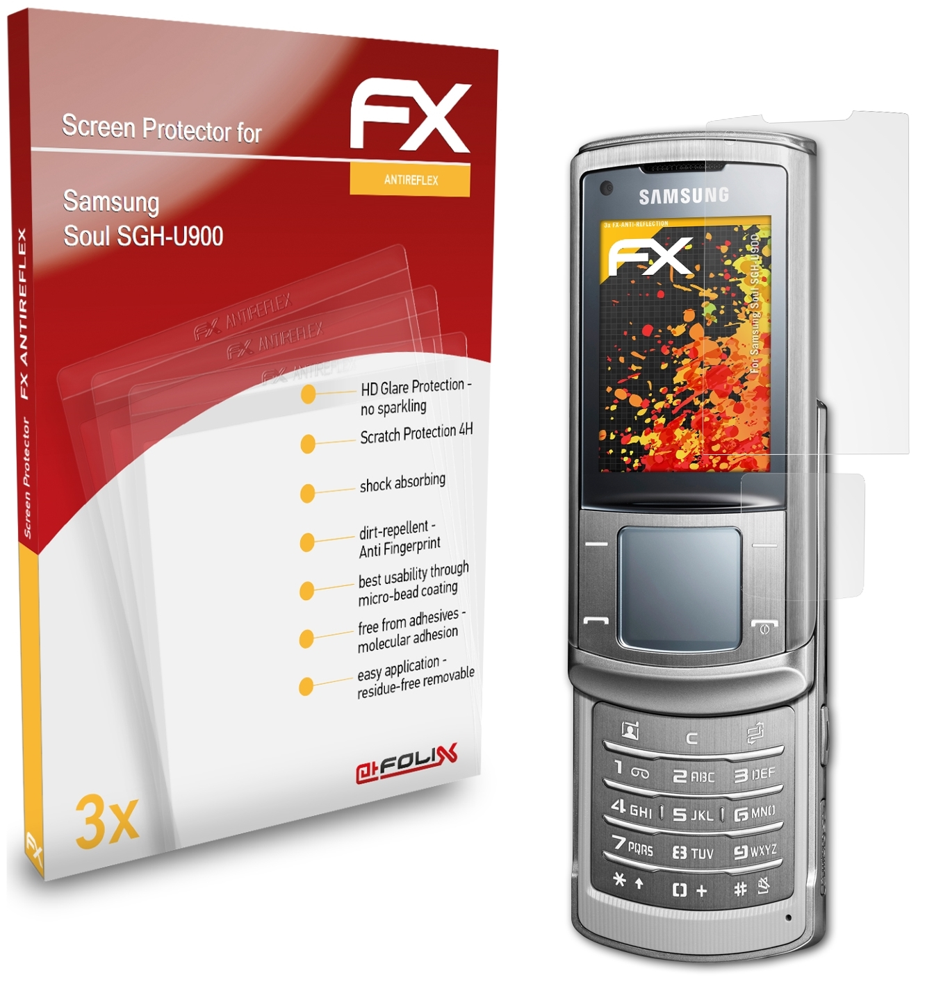 Samsung ATFOLIX FX-Antireflex Soul 3x Displayschutz(für (SGH-U900))