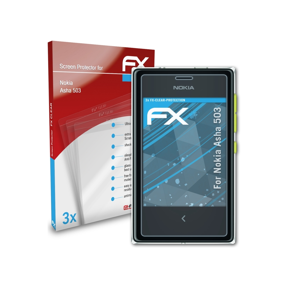 ATFOLIX 3x FX-Clear Displayschutz(für Nokia 503) Asha