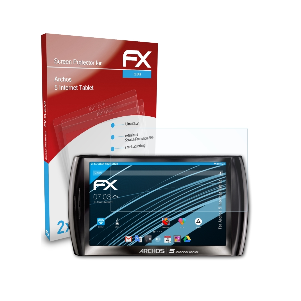 ATFOLIX 2x FX-Clear Displayschutz(für Archos 5 Internet Tablet)