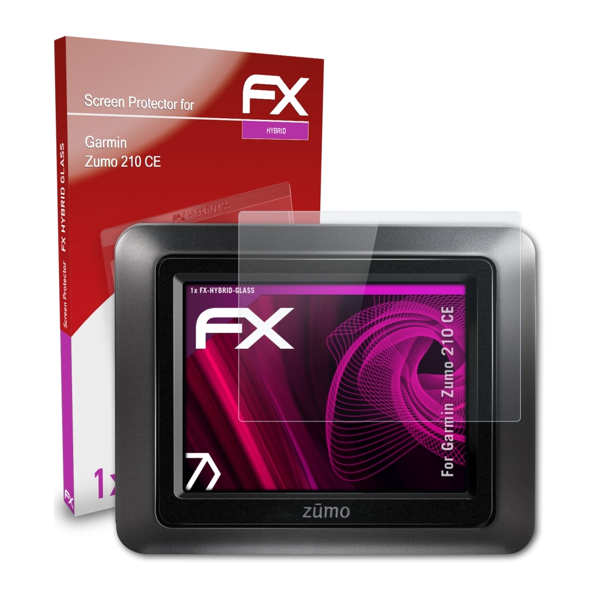 FX-Hybrid-Glass 210 CE) Garmin ATFOLIX Schutzglas(für Zumo