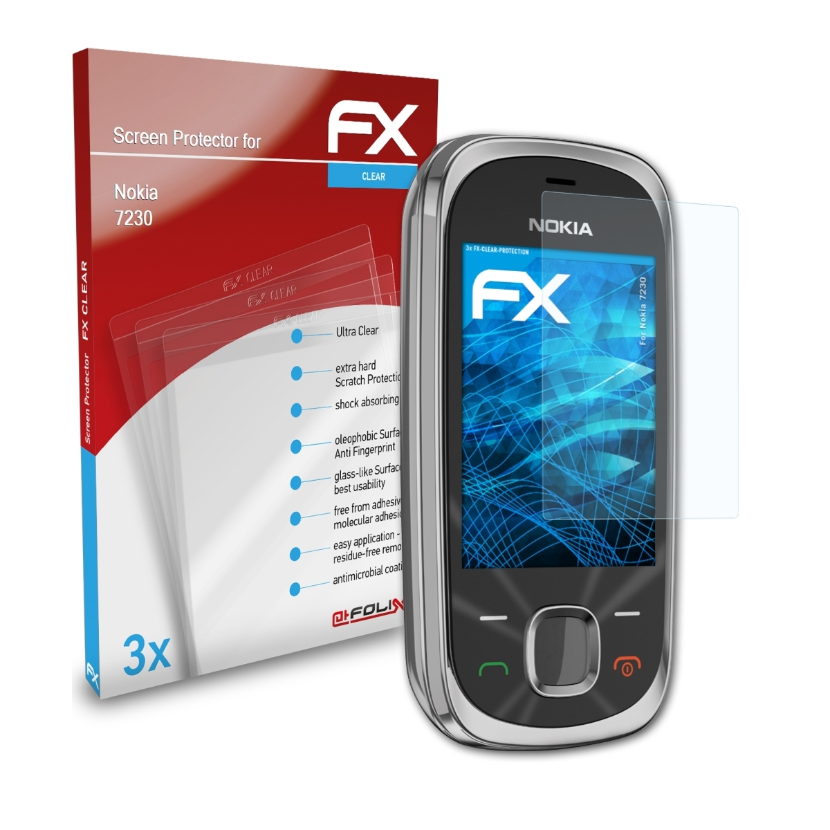 ATFOLIX 3x FX-Clear Nokia 7230) Displayschutz(für