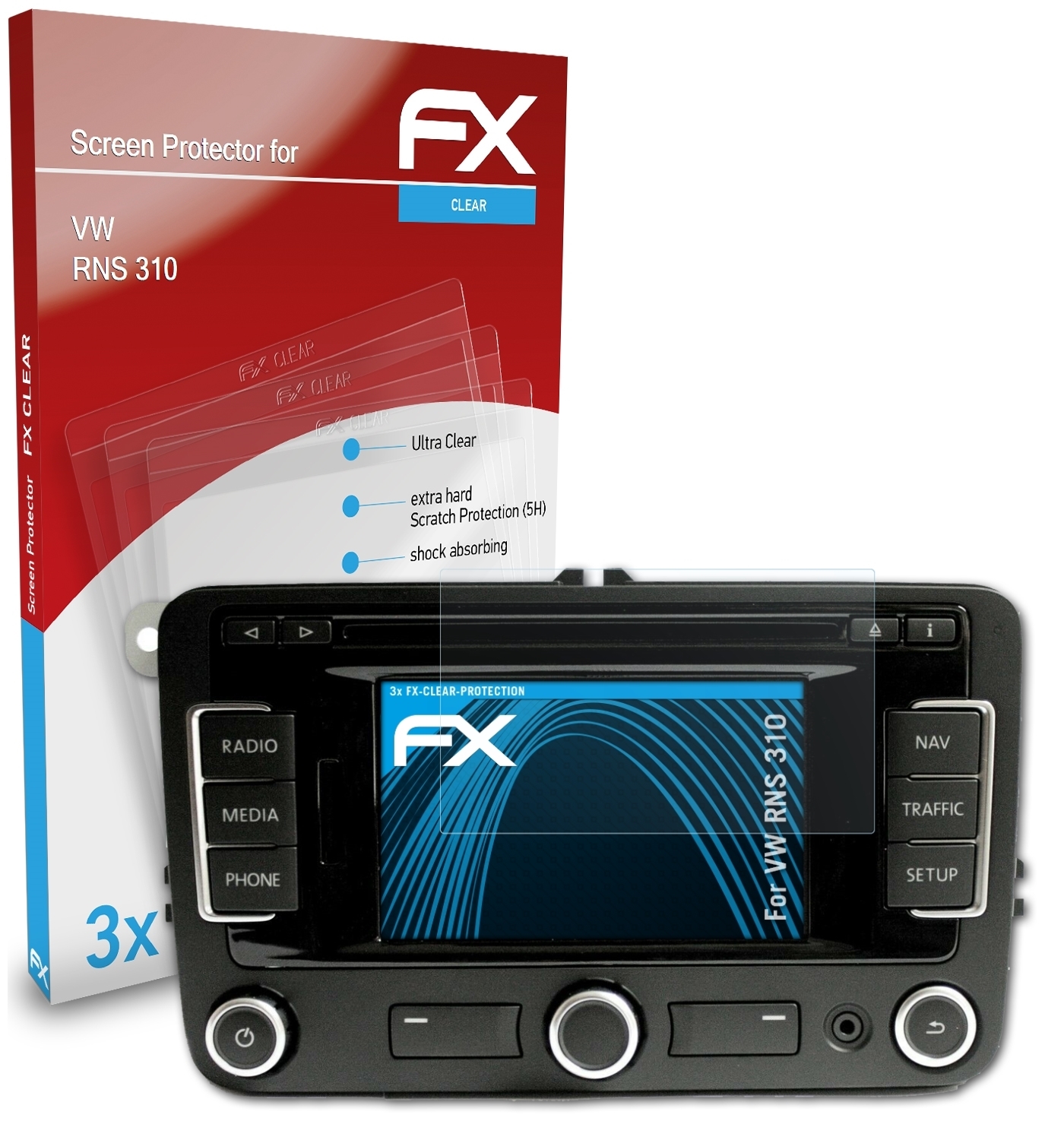FX-Clear ATFOLIX 310) VW Displayschutz(für RNS 3x