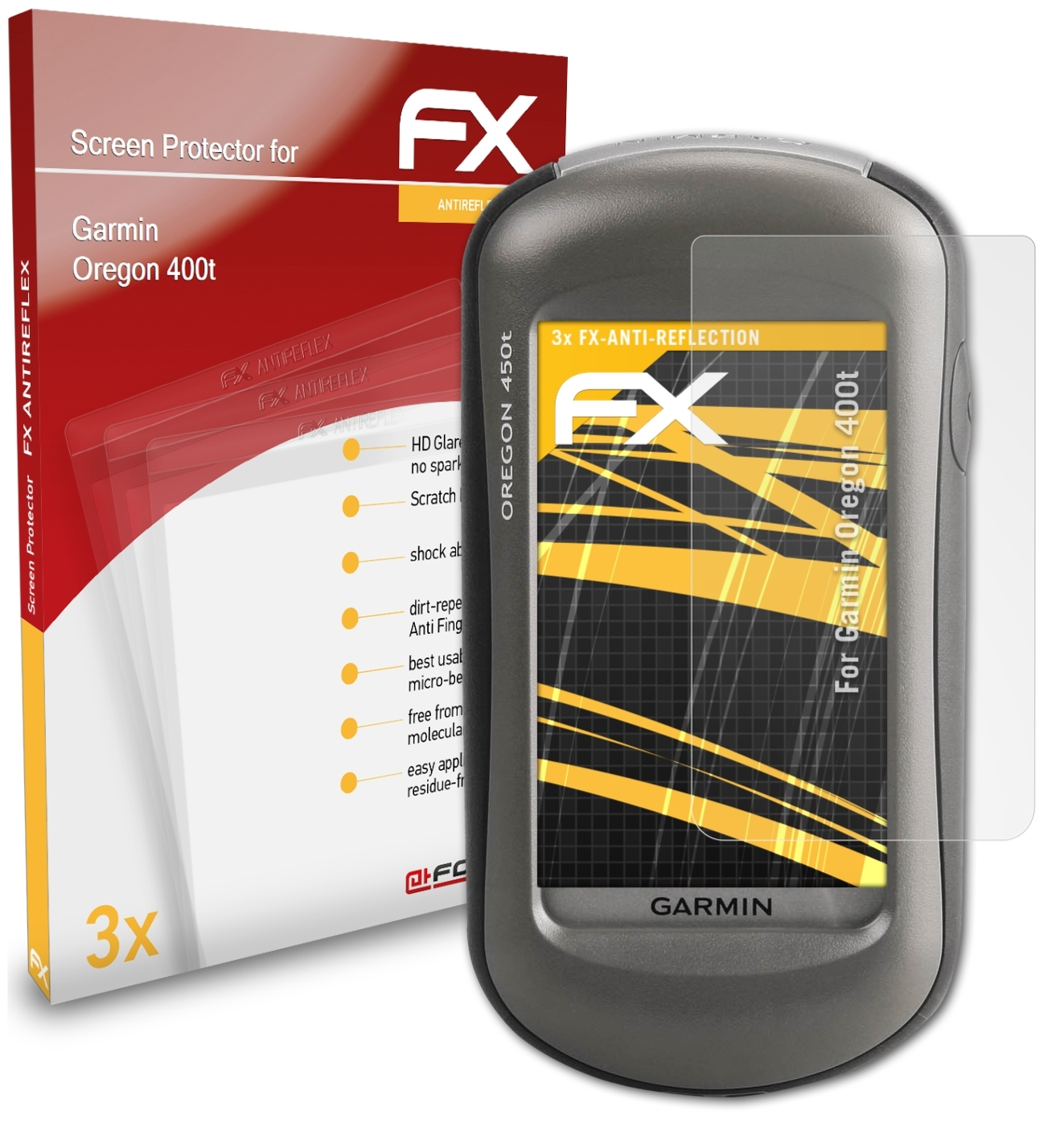 ATFOLIX 3x FX-Antireflex 400t) Displayschutz(für Garmin Oregon