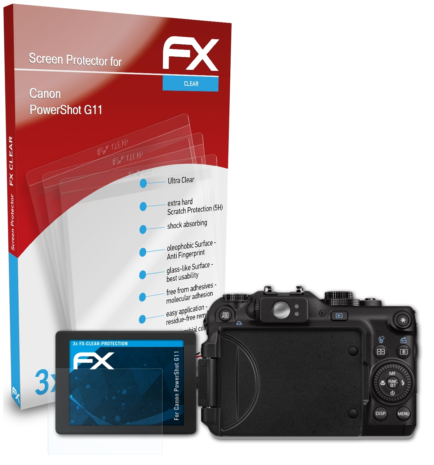 ATFOLIX 3x FX-Clear G11) Displayschutz(für Canon PowerShot
