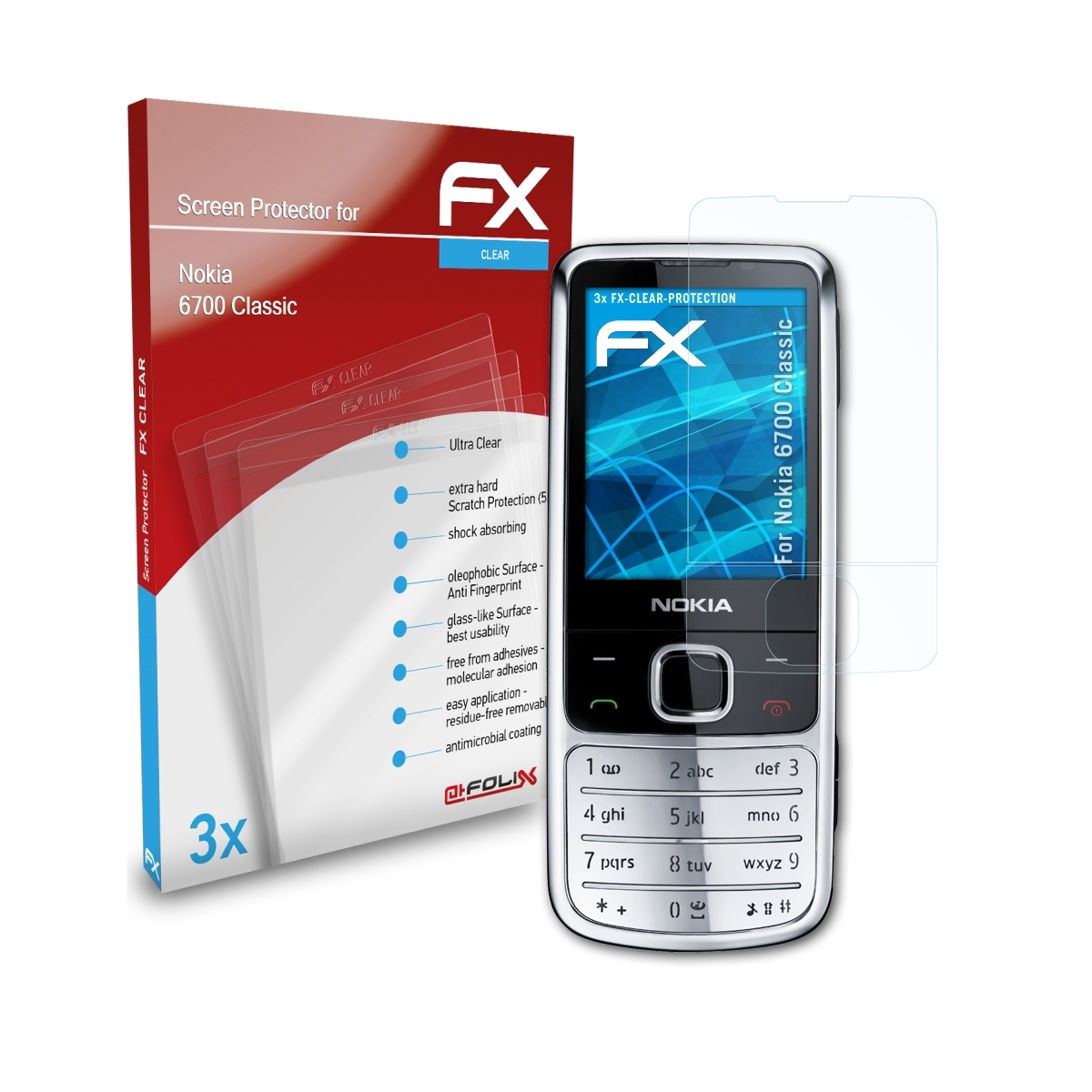 Classic) 6700 Nokia FX-Clear 3x Displayschutz(für ATFOLIX