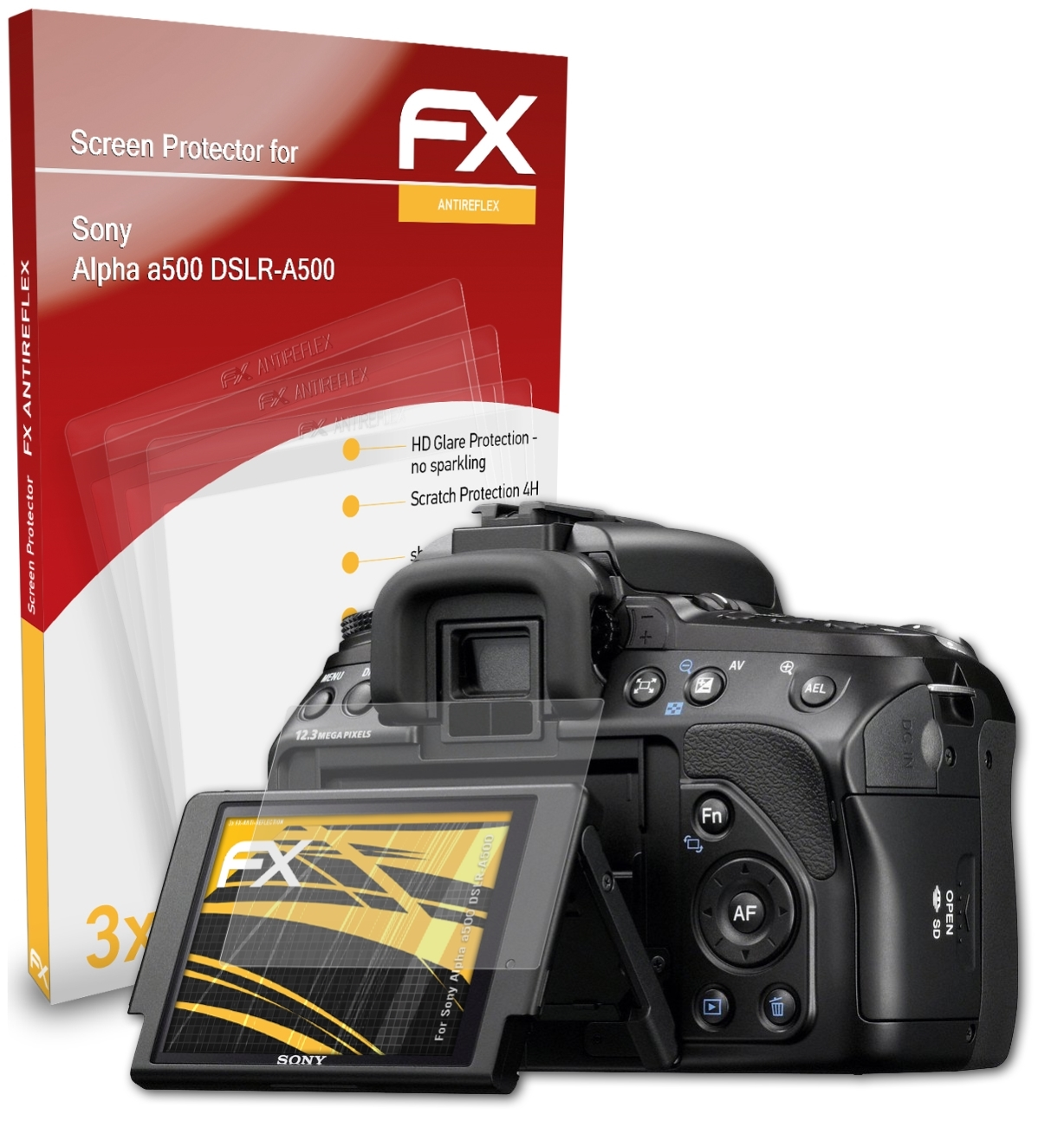 3x Alpha a500 Displayschutz(für Sony ATFOLIX FX-Antireflex (DSLR-A500))
