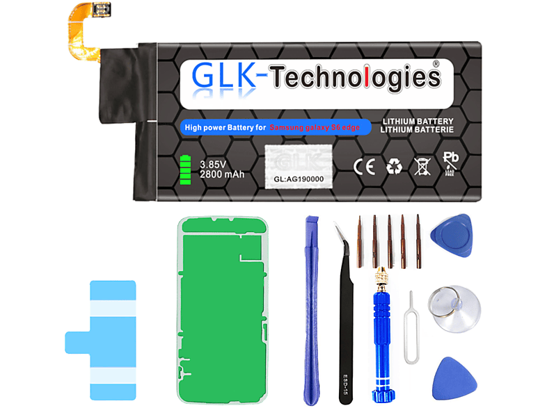 GLK-TECHNOLOGIES Akku für Samsung Galaxy S6 Edge SM-G925F / EB-BG925ABE Battery 2800 mAh Akku | inkl. Werkzeug Set Lithium-Ionen-Akku Smartphone Ersatz Akku