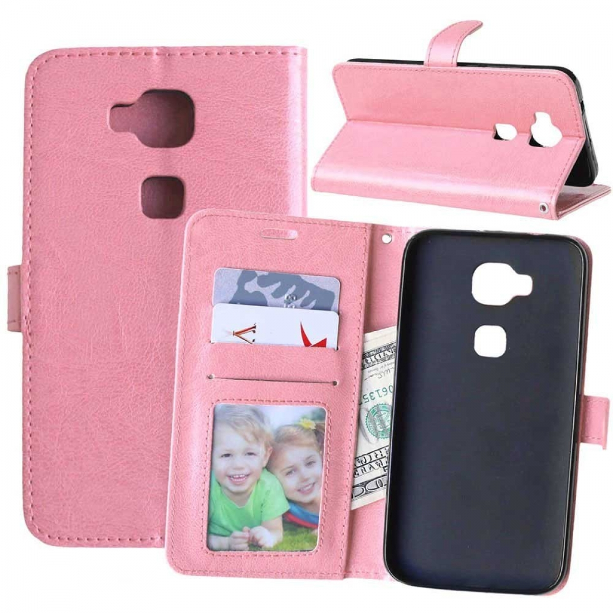 5X, Multicolor CASEONLINE Hell Klappbare Pink, Huawei, - Honor Bookcover,