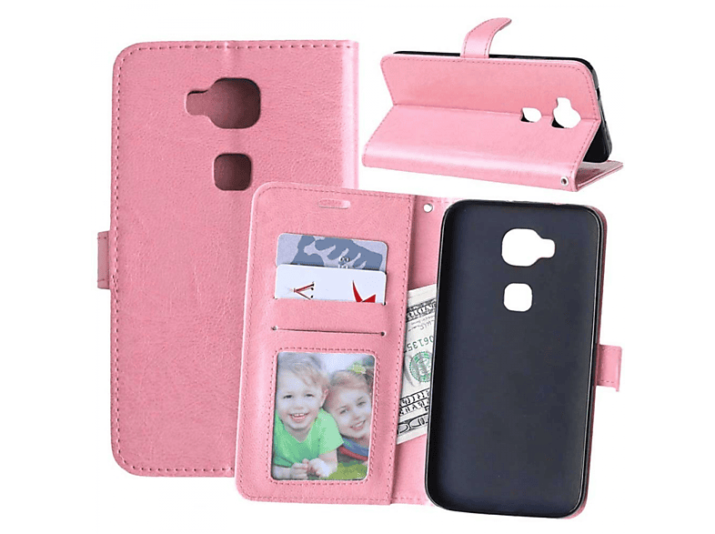 CASEONLINE Klappbare - Hell Pink, Bookcover, Huawei, Honor 5X, Multicolor