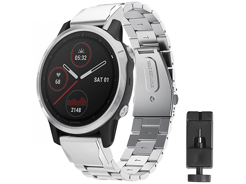 CASEONLINE Edelstahl, Smartband, Garmin, Fenix 7S, Silber | Smartwatch Armbänder