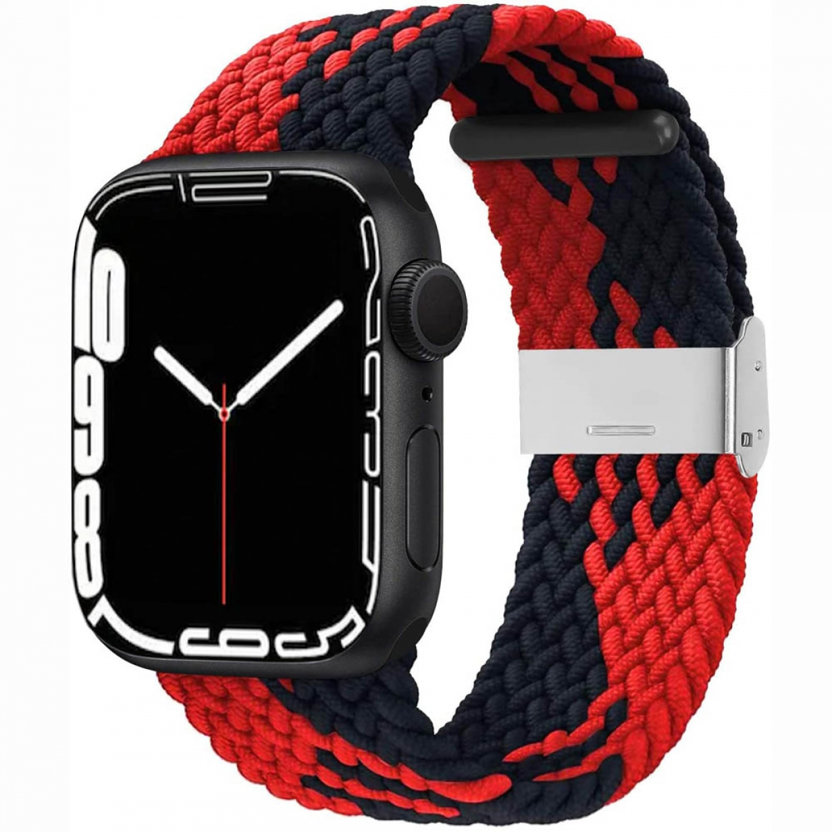 CASEONLINE Braided, Sportarmband, Apple, Rot/Schwarz 7 41mm, Watch