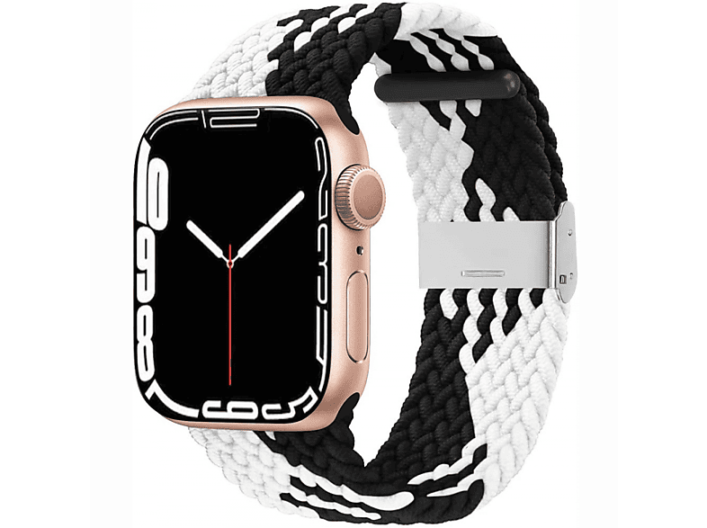CASEONLINE Braided, Sportarmband, Apple, 45mm, 7 Schwarz/Weiß Watch