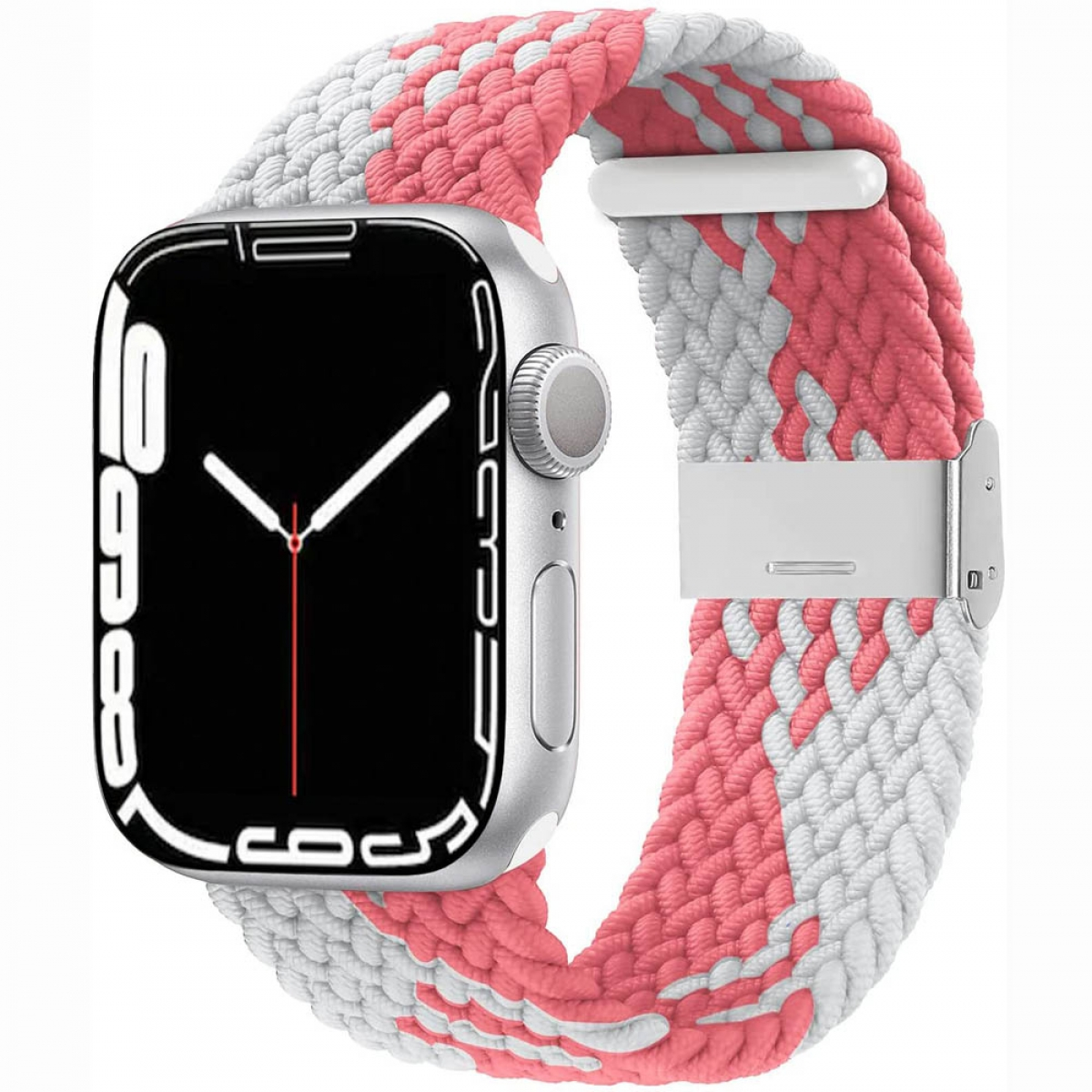 CASEONLINE Braided, Sportarmband, Apple, Pink/Weiß 41mm, 7 Watch