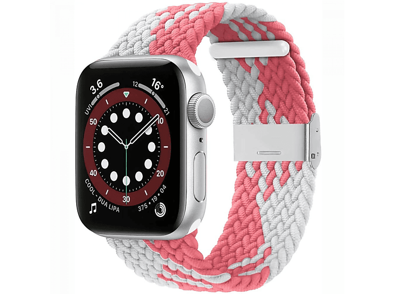 CASEONLINE Braided, Pink/Weiß Watch 44mm, 6 Sportarmband, Apple