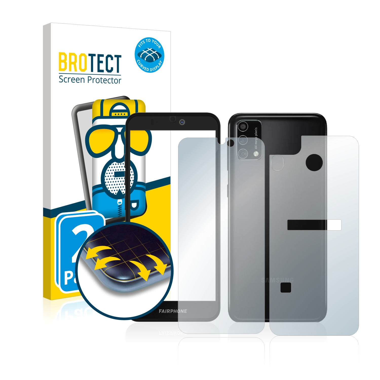 BROTECT 2x Flex Curved 3D Full-Cover Plus) matt Fairphone Schutzfolie(für 3