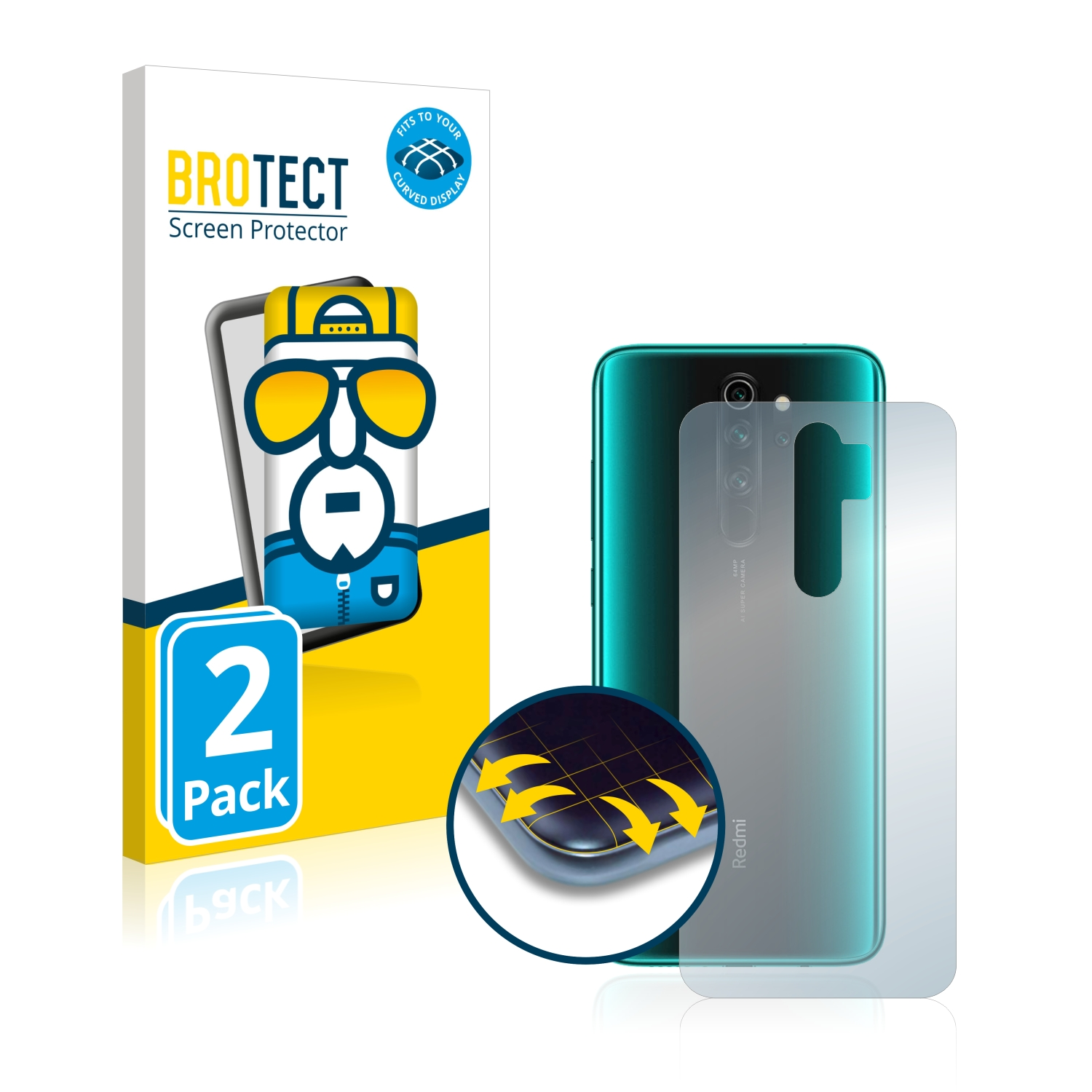 BROTECT 2x Pro) Xiaomi Note Full-Cover 3D Flex Curved Redmi 8 Schutzfolie(für