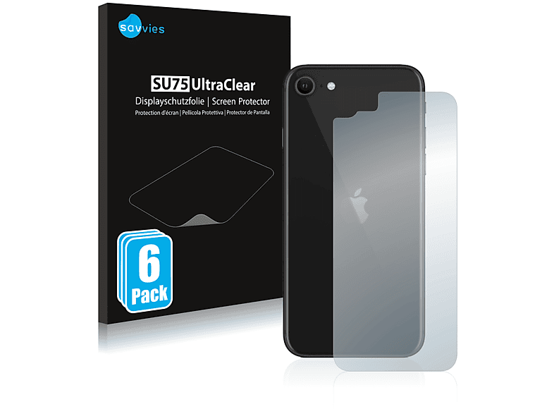 SAVVIES 6x klare Schutzfolie(für Apple 2020) 2 iPhone SE