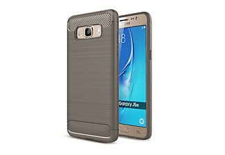 CASEONLINE Gebürstet - Grau, Backcover, Samsung, Galaxy J3 (2016), Schwarz