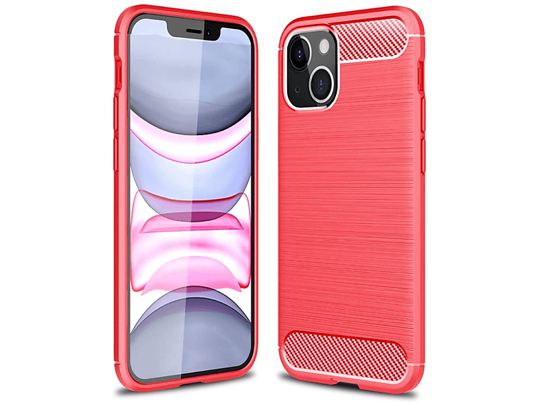 Mini, Rot, 13 Schwarz CASEONLINE iPhone Gebürstet Backcover, - Apple,